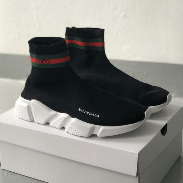 Balenciaga Women s Lace Up Speed Sock Sneakers Navy
