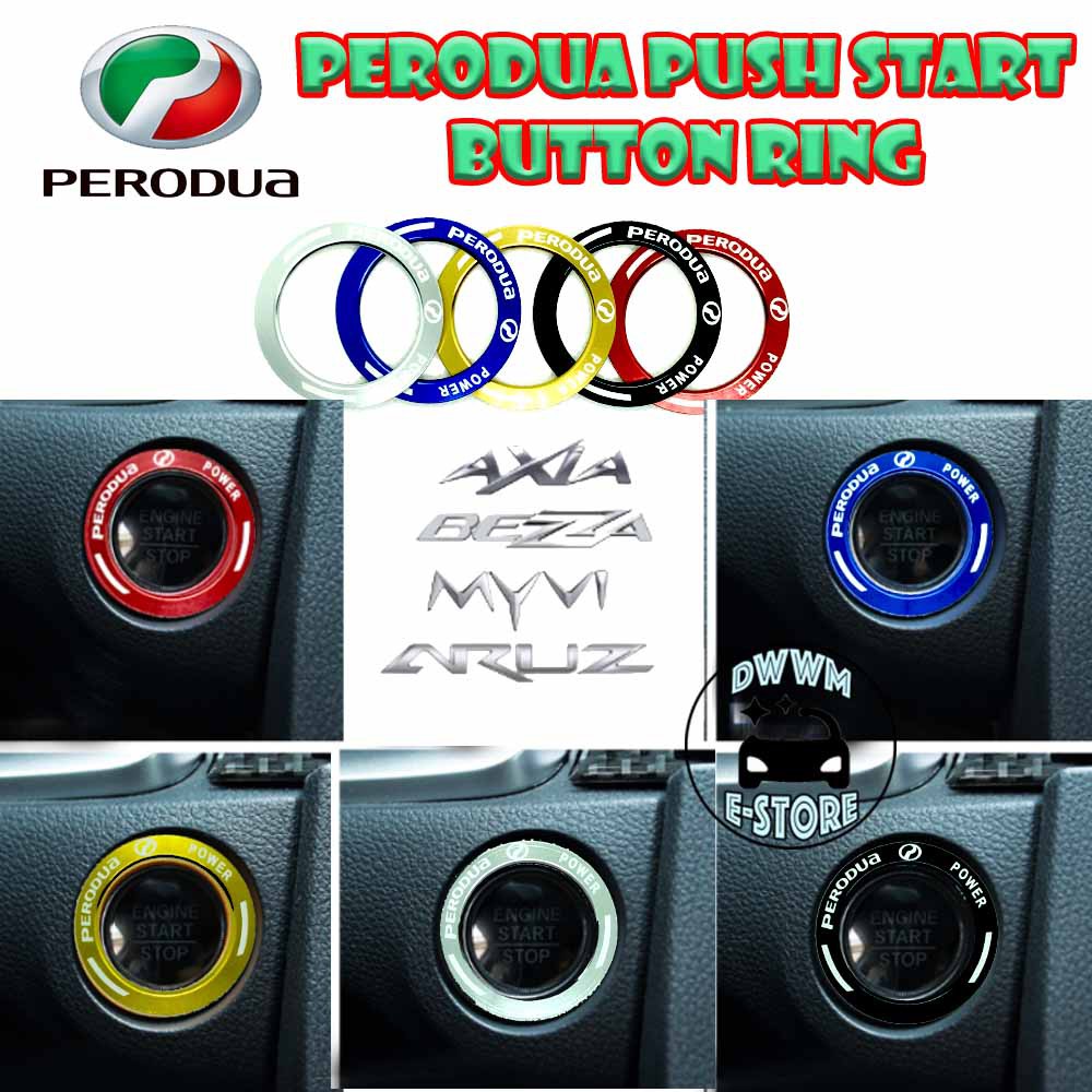 Perodua Power Push Start button Metal Ring aluminium for 