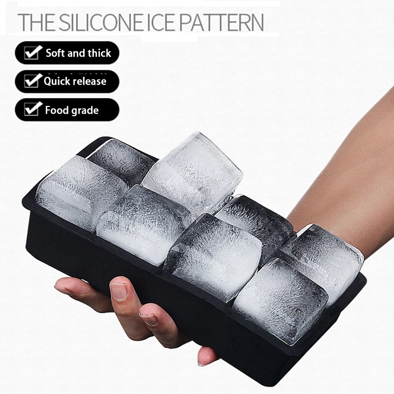 4/6/8 Grid Big Ice Tray Mold/Food Silicone Ice Cube Square Tray Mold/Reusable DIY Ice Maker Mold/Kitchen Supplies