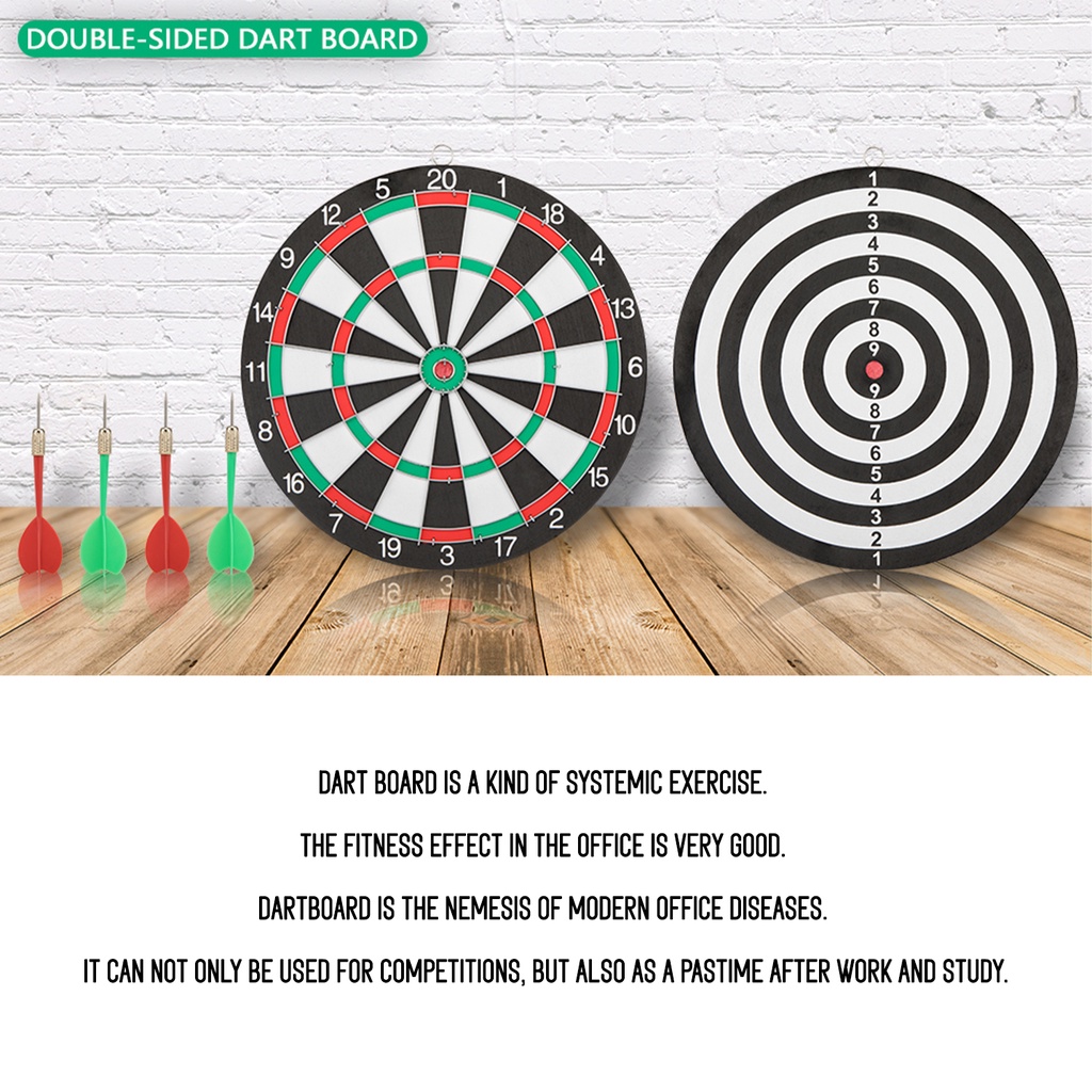 12/16INCH 30/40CM DART GAME DOUBLE-SIDED DART BOARD BACK BOARD WITH DARTS  METAL TIP SET FOR ADULTS OR KIDS | Shopee Malaysia