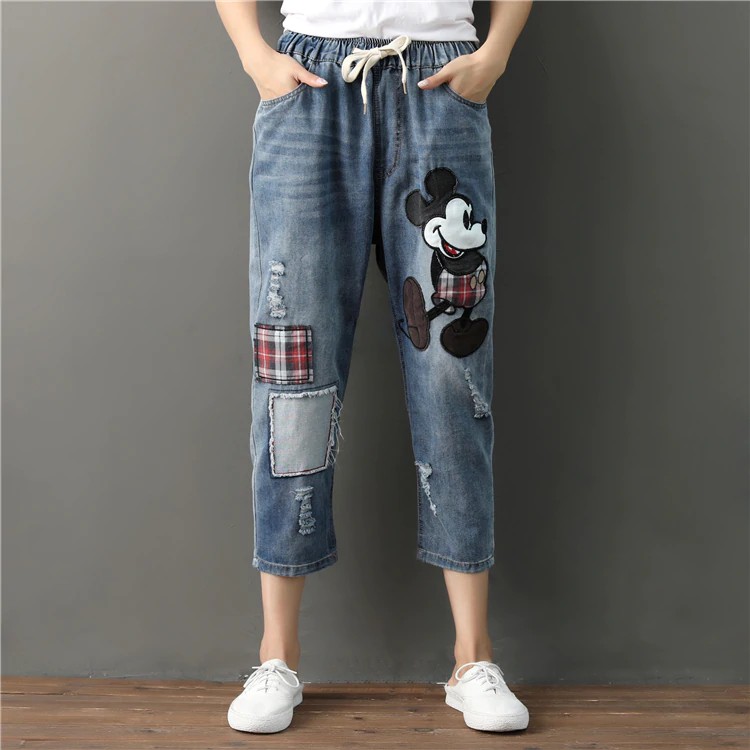 mickey mouse boyfriend jeans
