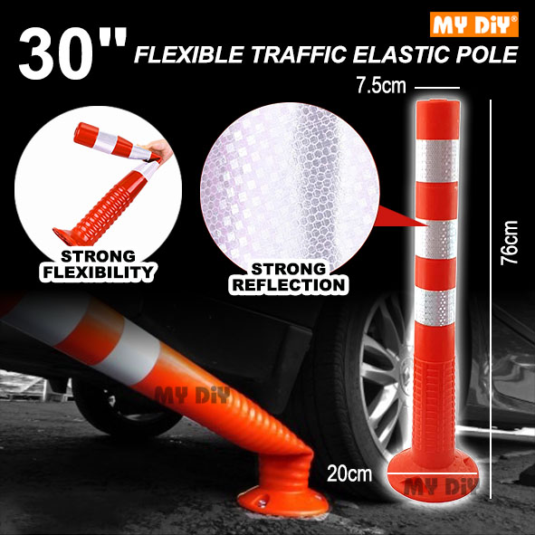 Mydiyhomedepot 30” Flexible Traffic Elastic Pole Safety Traffic Pole Road Safety Pole Road