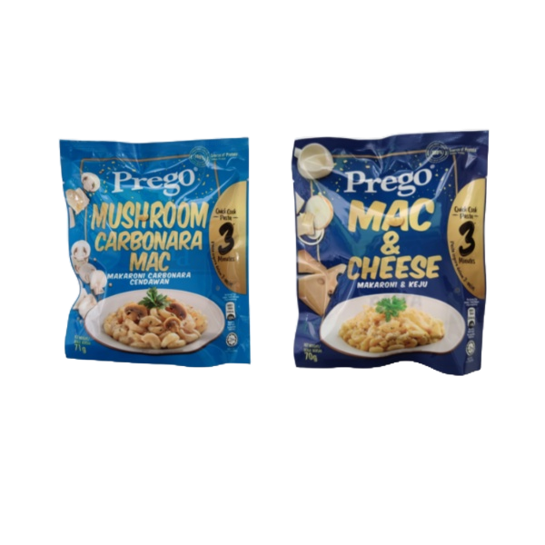 Prego Quick Cook Pasta 3 Minute Mushroom Carbonara Mac / Mac & Cheese 71g