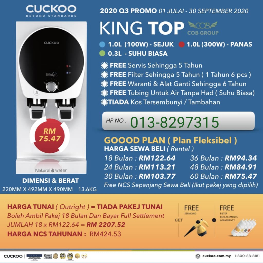 Penapis Air Cuckoo King Top Serendah 75 47 Sebulan Shopee Malaysia