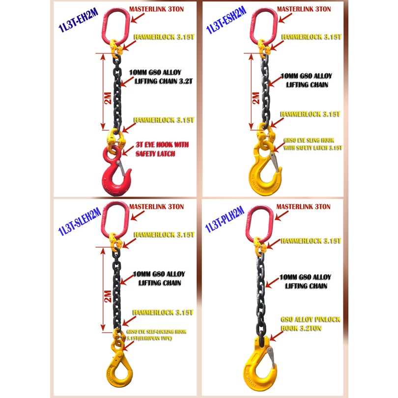 1-LEGGED 10MM LIFTING CHAIN SLING 3TON | Shopee Malaysia