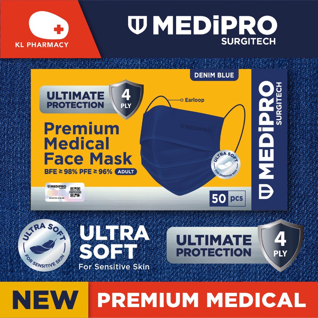 [DENIM BLUE 4PLY ULTRA SOFT] MEDIPRO SURGITECH PREMIUM DENIM BLUE 4PLY