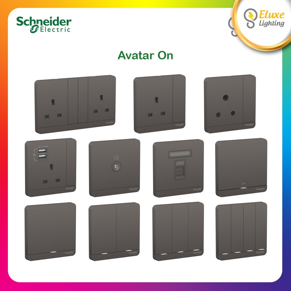 SCHNEIDER AVATARON SERIES DARK GREY SWITCHES & SOCKETS [FULL RANGE