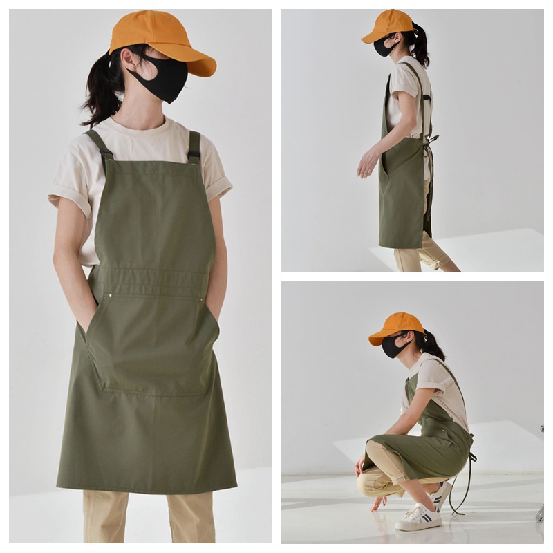 Ready Stock New Japanese and Korean style waterproof apron canvas apron restaurant waiter chef apron barista apron home kitchen apron waterproof unisex