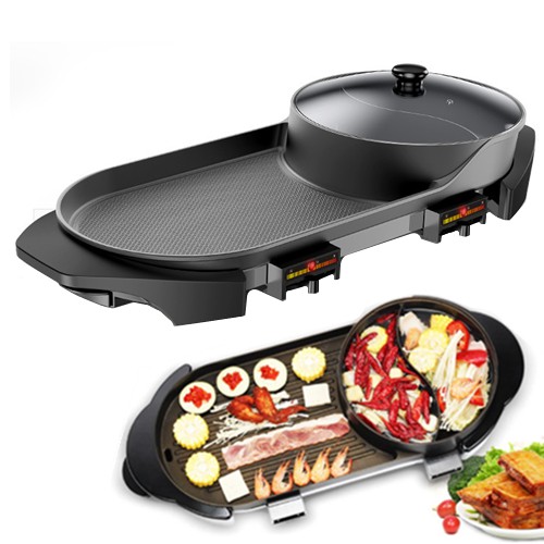 3 In 1 Korea Dual Plug Large Bbq Steamboat Electric Grill Non Stick Shopee Malaysia