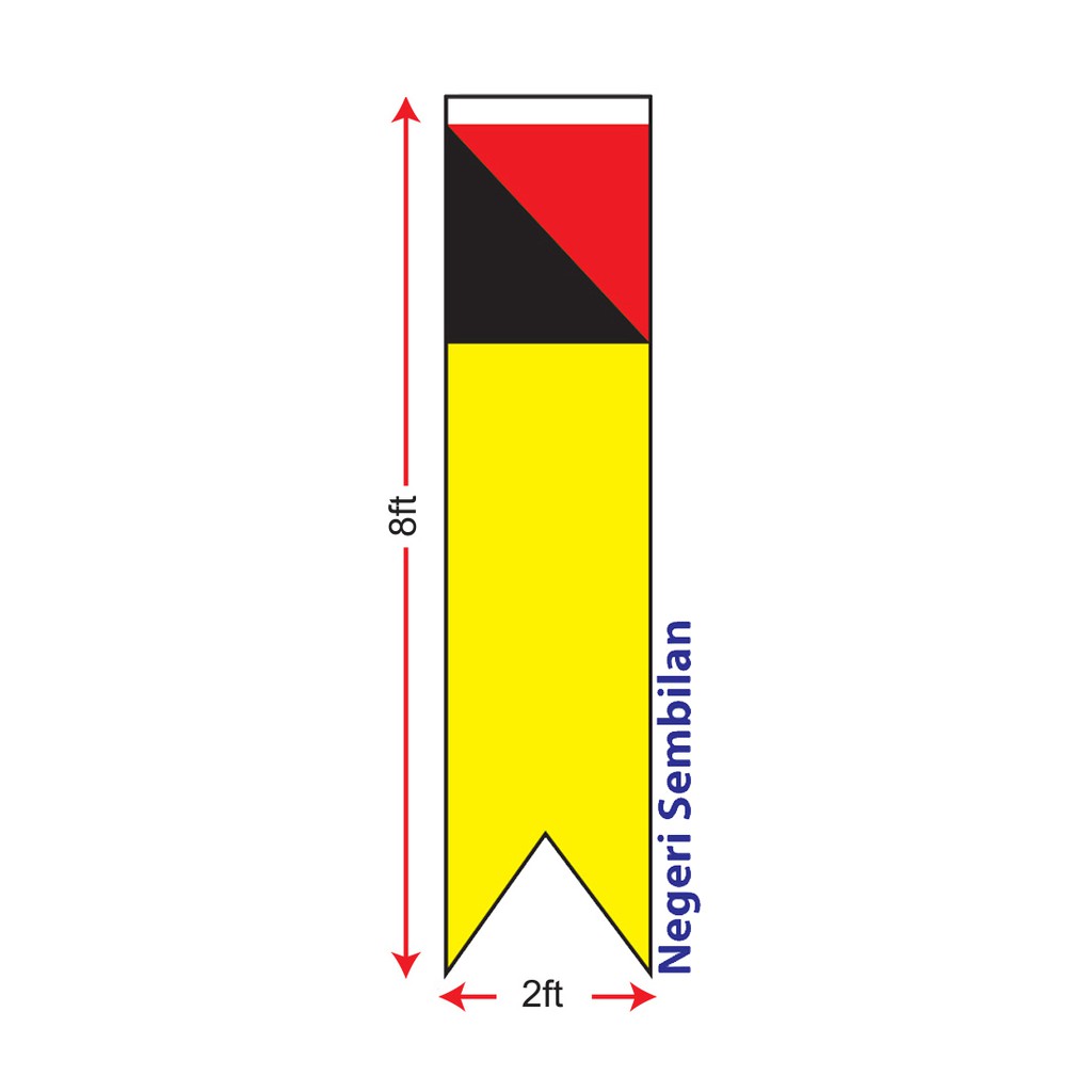 Negeri Sembilan Flag 2x8ft Banner Bendera Negeri Sembilan 2x8ft Polyester Shopee Malaysia