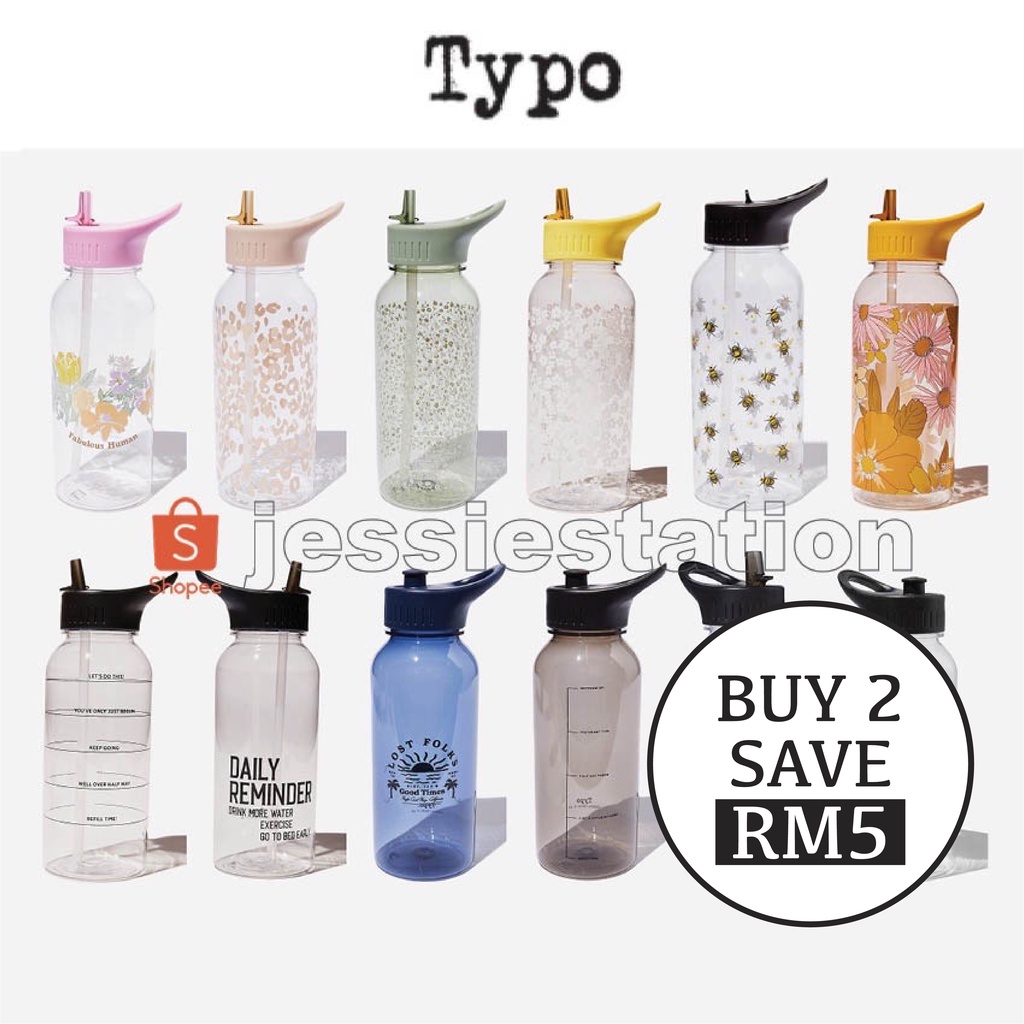 TYPO / Drink It Up Bottle / 1 Litre / With Straw Sip-Top | Shopee Malaysia