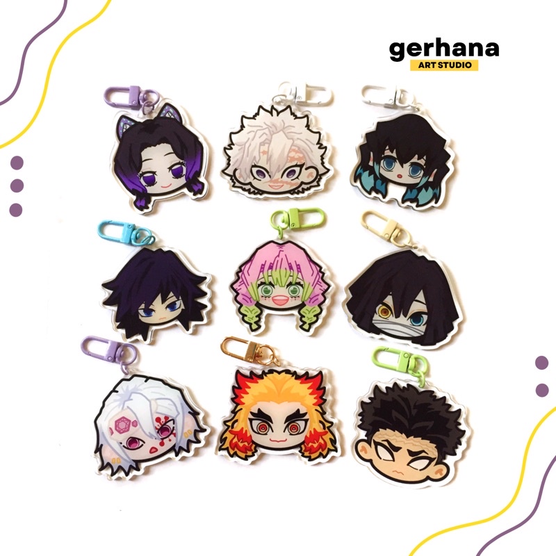 Demon Slayer Hashira Chibi Acrylic Keychain | Rengoku, Himejima, Giyuu ...