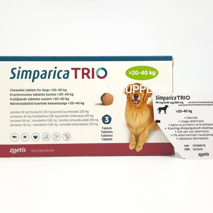 Zoetis Simparica Trio Dog Lice Medicine 20 40 Kg Shopee Malaysia