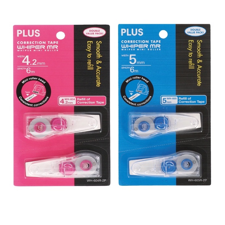 PLUS WH605R/604R2P WHIPER MINI ROLLER CORRECTION TAPE (REFILL