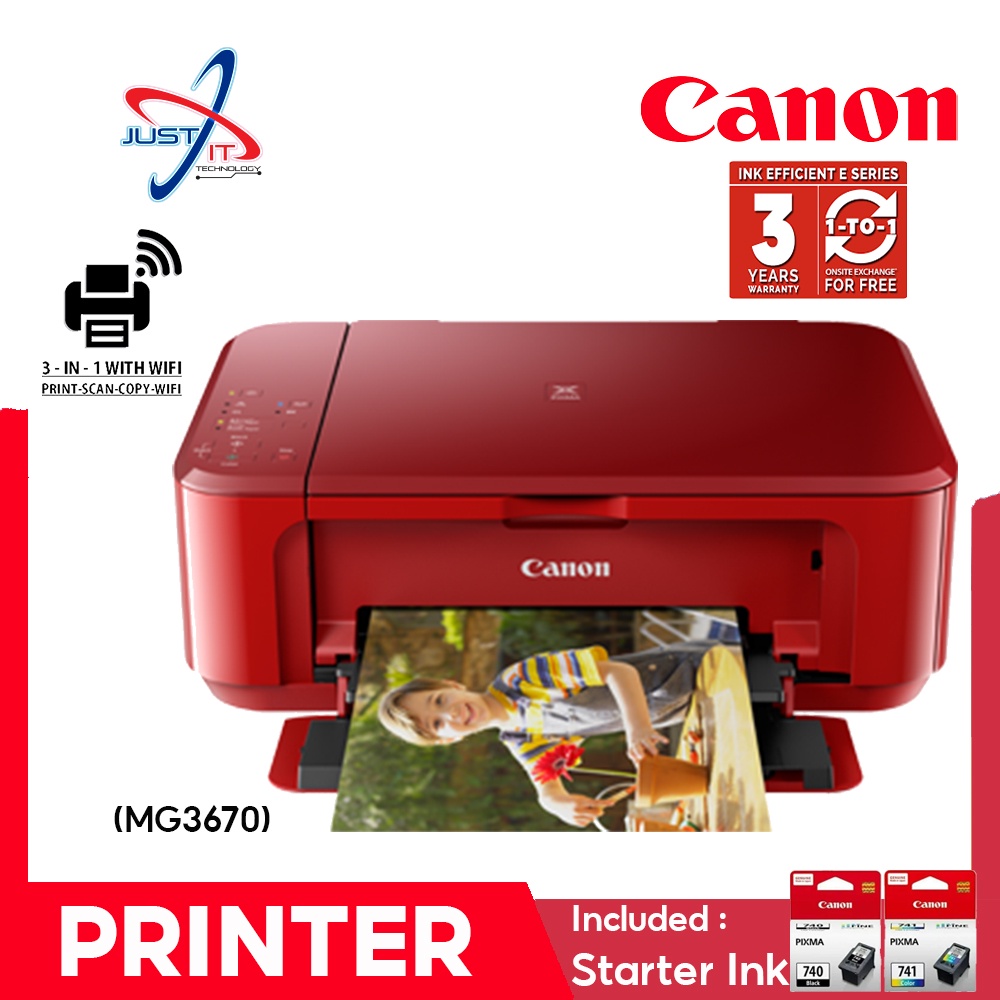 Canon Pixma MG3670 All In One Inkjet Printer (Print, Scan, Copy ...
