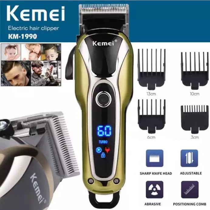 KM1990 Professional Rechargeable Digital Display Trimmer Beard Shaver Hair Clipper | Malaysia