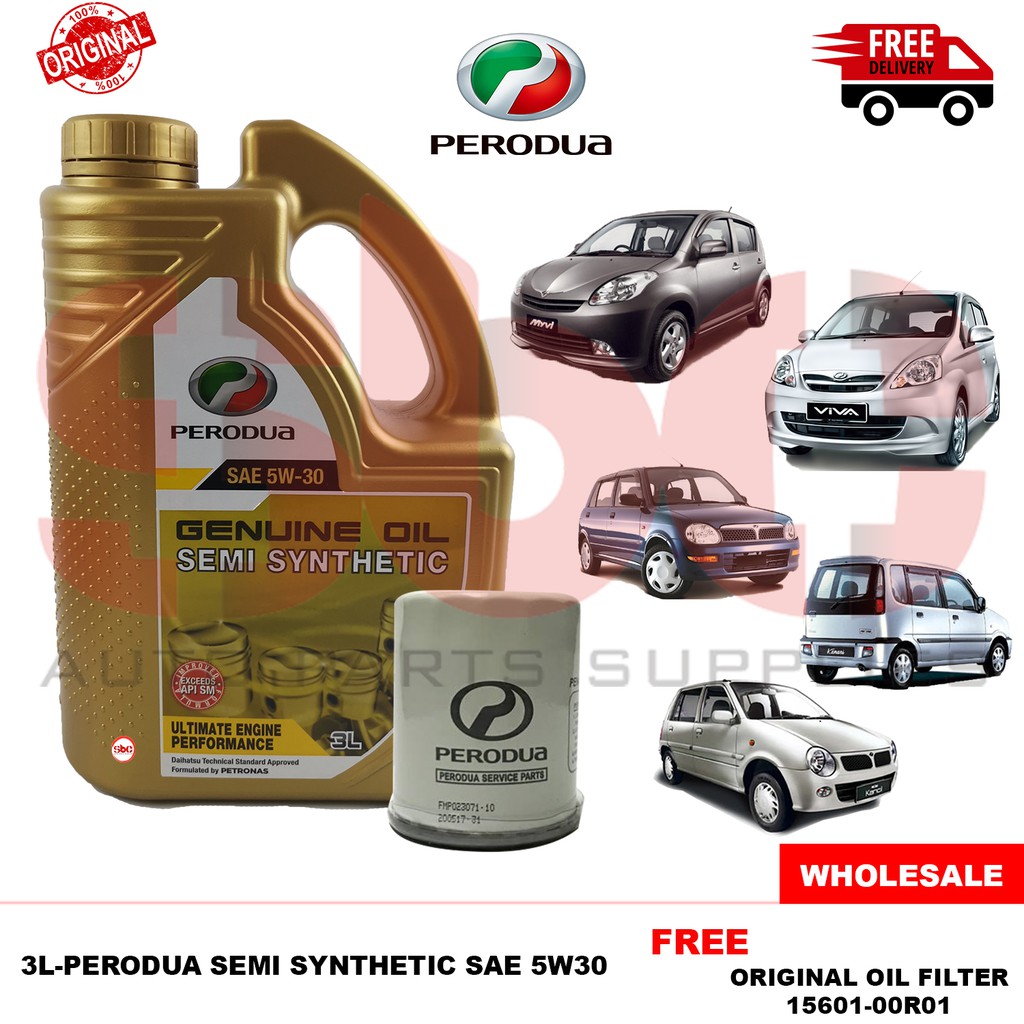 Perodua SEMI SYNTHETIC SAE 5W-30 Engine Oil (3L) + Perodua 