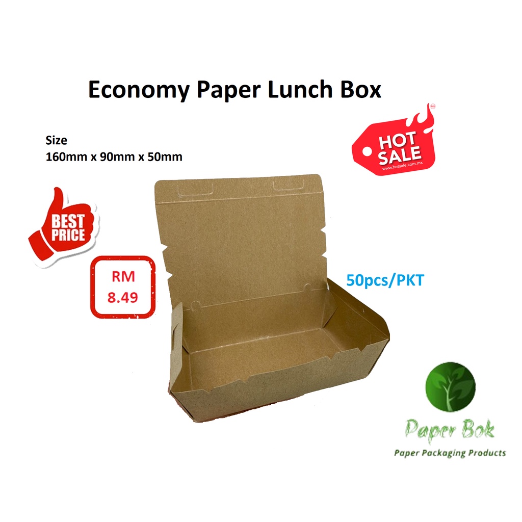 [50pcs] ECONOMIC Disposable Paper Lunch Box / Take Away Food Packaging