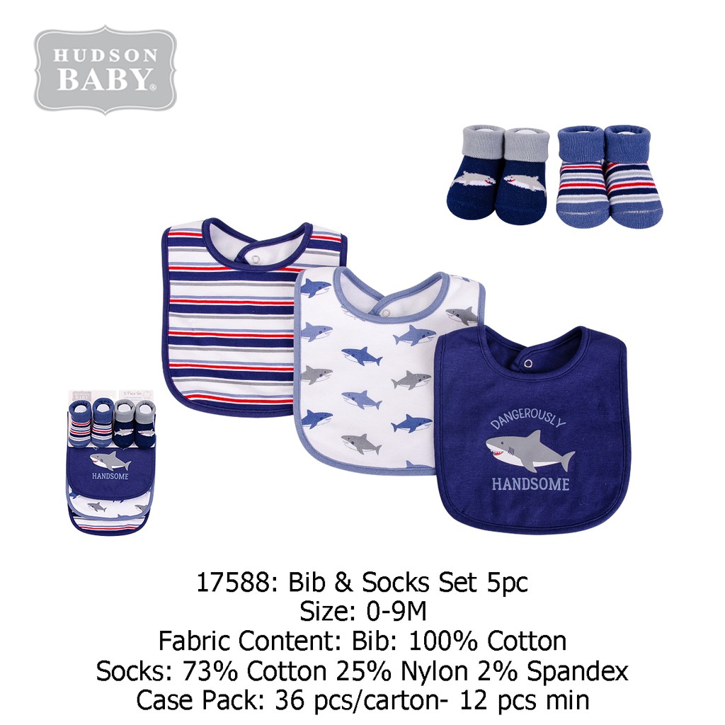 Hudson Baby Bandana Bib (3's/Pack) & Socks (2 Pack/Set) 17588