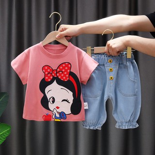 Girls summer suit 2021 new female baby foreign style 1 year old small and medium children summer Korean leisure two-piece suit 3