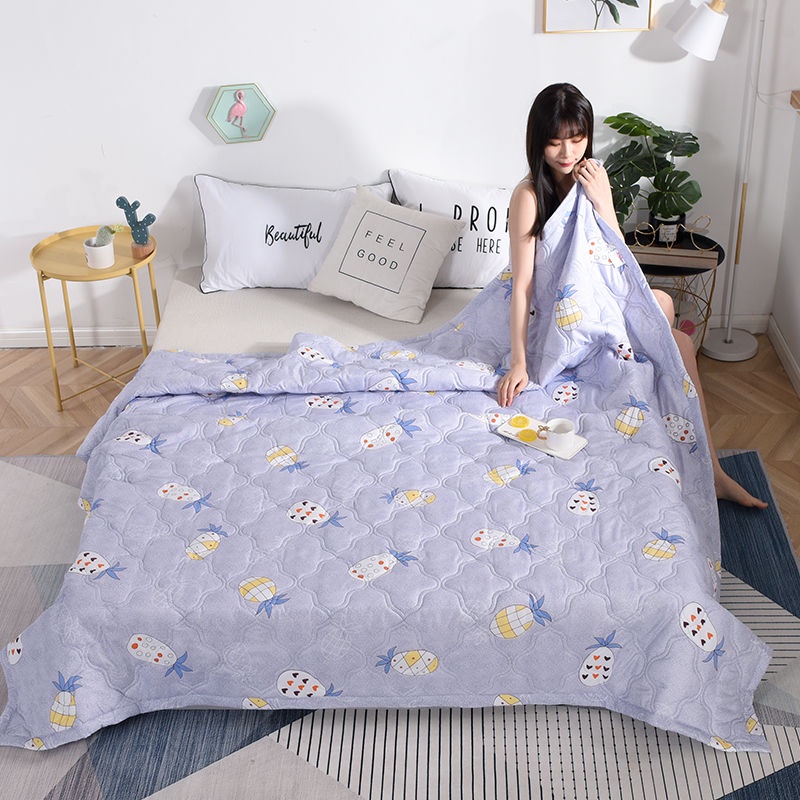 Color : Green, Size : 200×230cm Blanket Silky Thin Napping Spring and Autumn Quilt Double Air Conditioning Quilt 