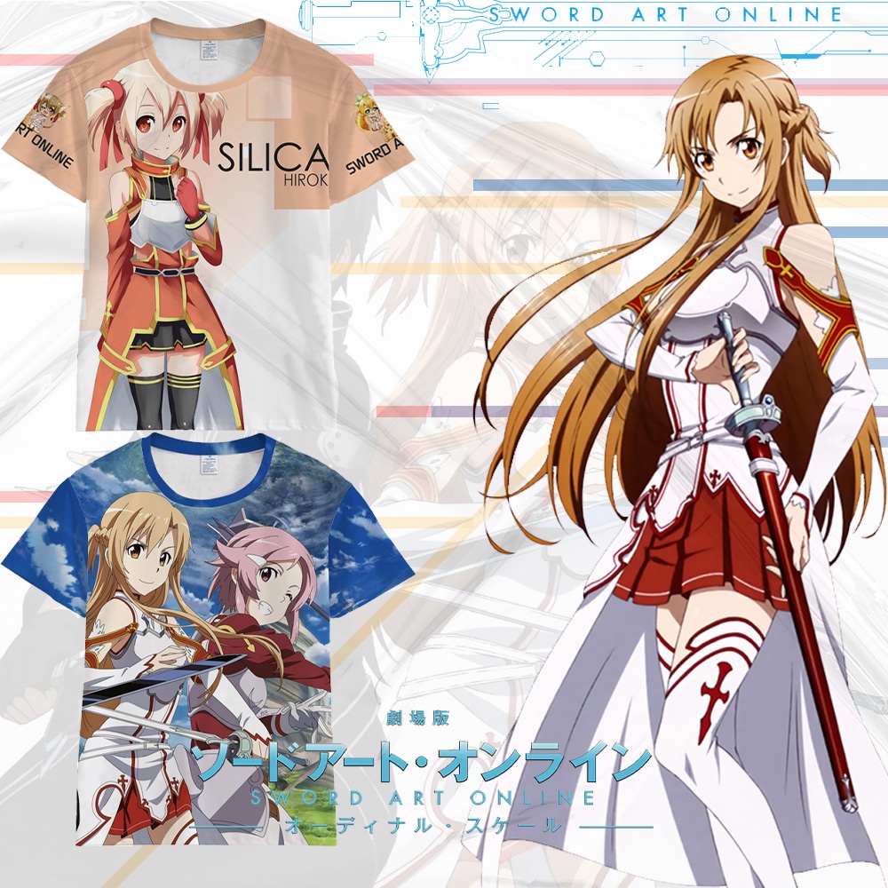 Sword Art Online T-Shirt Anime Merchandise COSt Shirt Male Short-Sleeved Sports Cartoon Clothes Summer