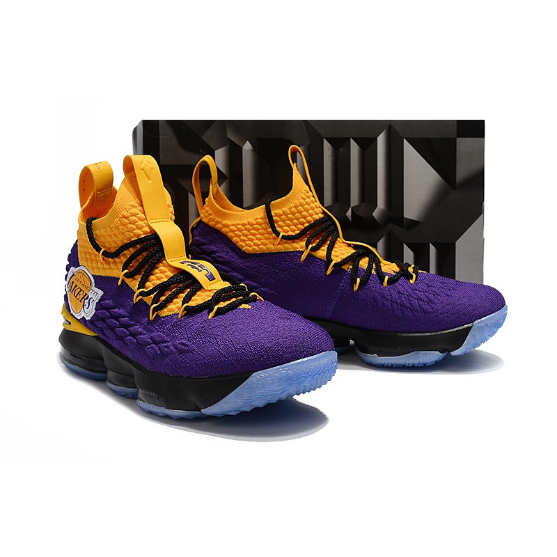 purple and yellow lebrons