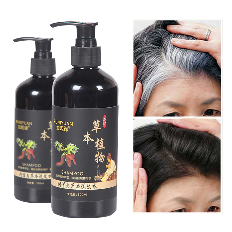 Herbal Natural Polygonum Multiflorum Shampoo Plant Liquid Grey Hair White  Hair Removal Turn Permanent Black Hair Care | Shopee Malaysia