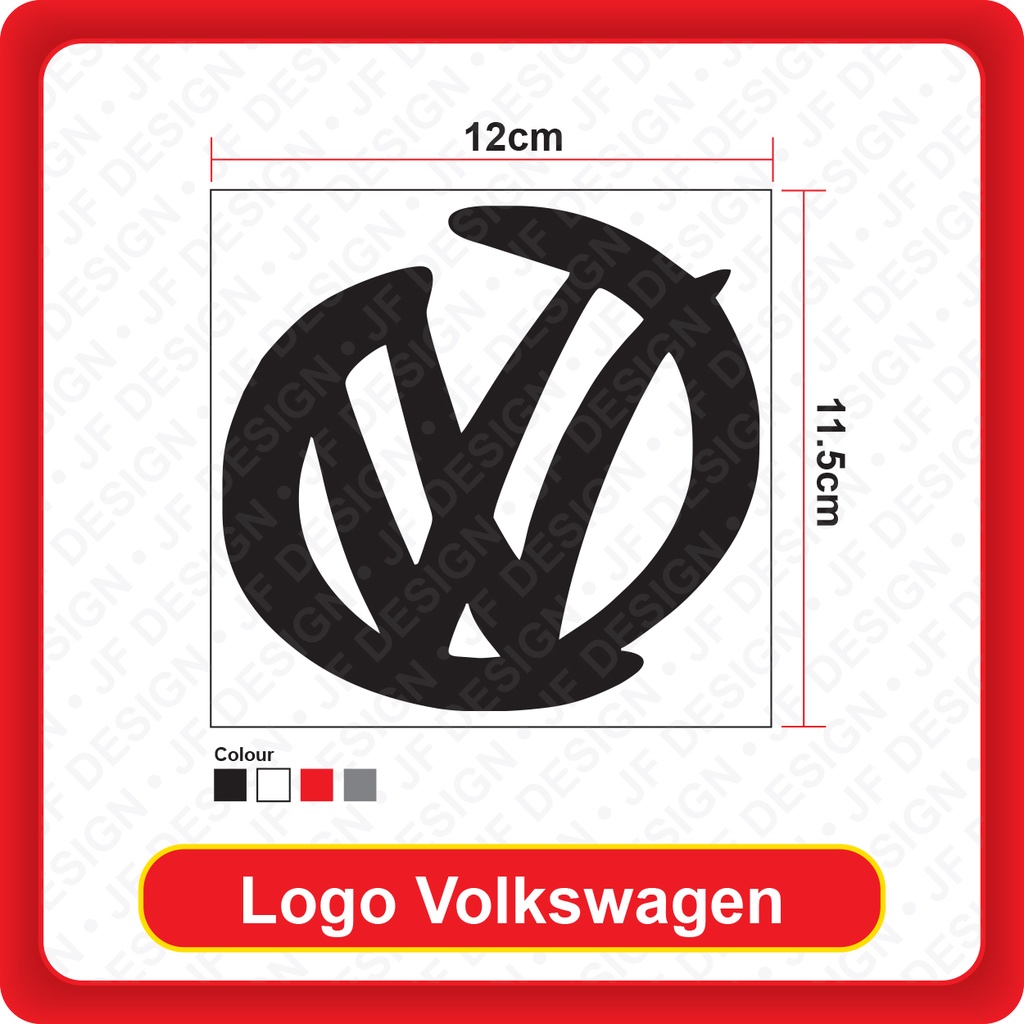 Quality Car Sticker Logo Volkswagen [12cm x 11.5cm][Sticker Cutting][Black/White/Red/3M
