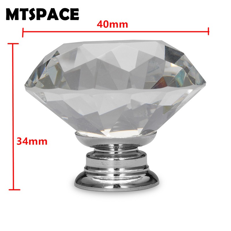 4Pcs 20~40mm Crystal Diamond Glass Pull Handle Door Knob Drawer Cupboard Cabinet