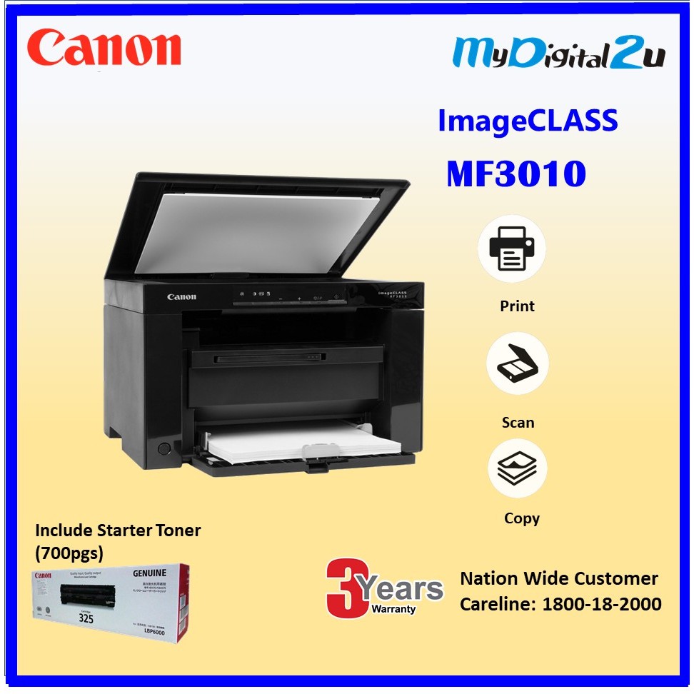 Canon Mf3010 All In One Laser Mono Printer Shopee Malaysia