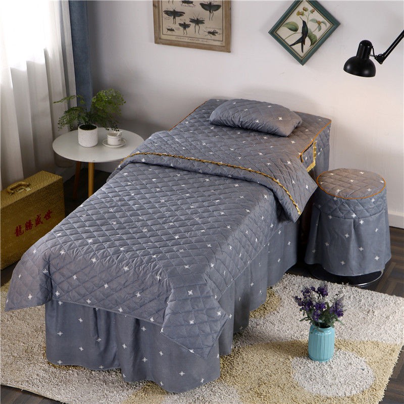 Four Piece Massage Bed Special Beauty Bedcover European Salon Bed Set Purple Solid Color Massage Cover Four Piece