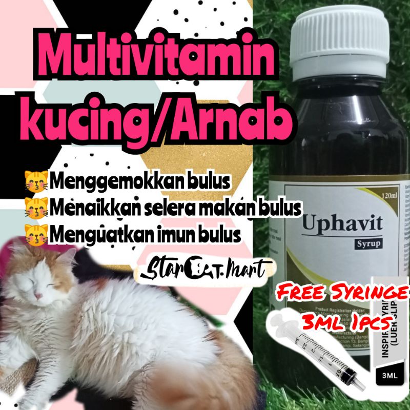 1 BOTOL : 100% original uphavit/ Vitamin Gemok Kucing / UPHAVIT /  Multivitamin kucing / vitamin bulu kucing