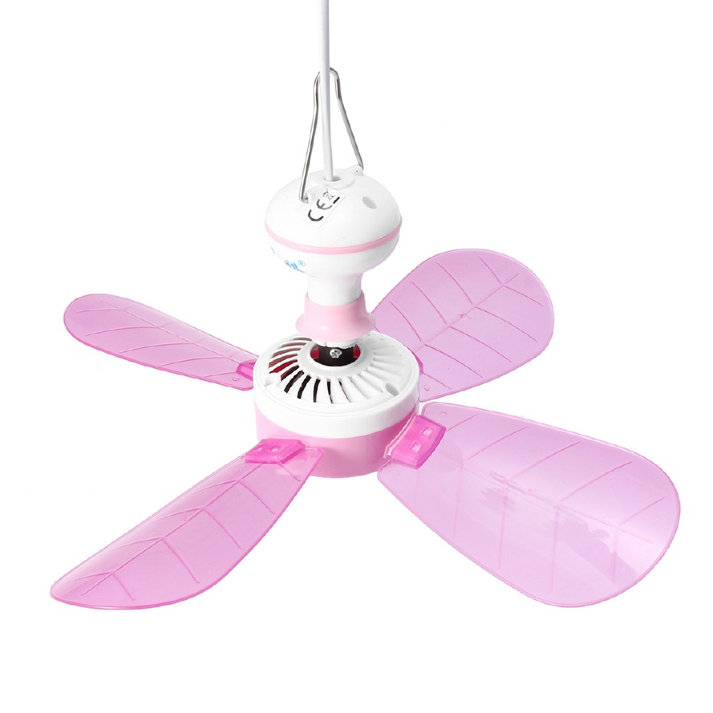 12v Dc 8w Pink 4 Blade Plastic Mini Ceiling Fan Copper Motor