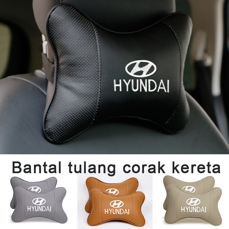 2023【2pcs】Hyundai Elantra Grand Starex Sonata Tucson neck pillow automobile headrest real leather cowhide Auto Accessori