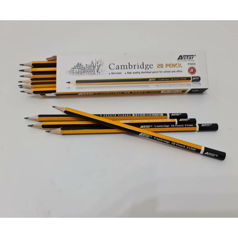 ASTAR 2B Pencil P1500 Cambridge (Set of 12pcs) / 2B铅笔 / Pensil 2b / Writing Pencil Exam Grade 2b