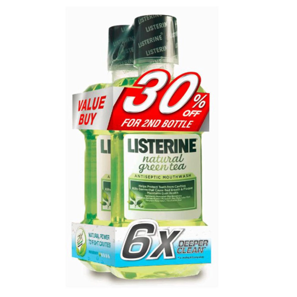 LISTERINE Natural Green Tea Mouth Wash 2 x 750ml | Shopee ...