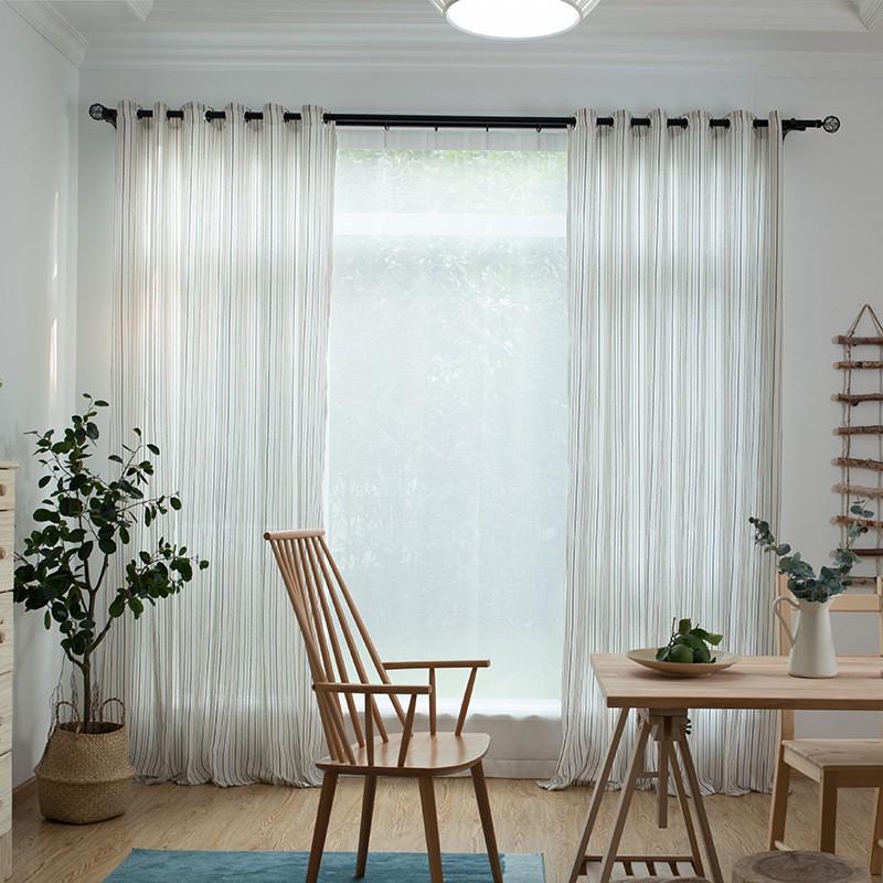 Striped Drapes Gauze Window Curtain For Living Room Bedroom Tulle Voile Curtains