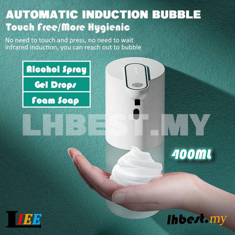 Wall-Mounted Automatic Alcohol Spay Dispenser Foam Soap Dispenser 400ML Touchless Sensor Gel Hand Wash Bathroom Shampoo Dispenser