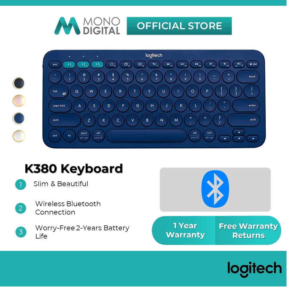 Logitech K380 Multi-Device Wireless Bluetooth Keyboard compatible with PC/Mac/Laptop/Smartphone/Tablet