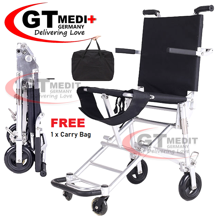 WJP-A38-6 GT MEDIT GERMANY Ultra Lightweight Airplane Wheelchair Foldable Travel Wheel Chair / Kerusi Roda Ringan