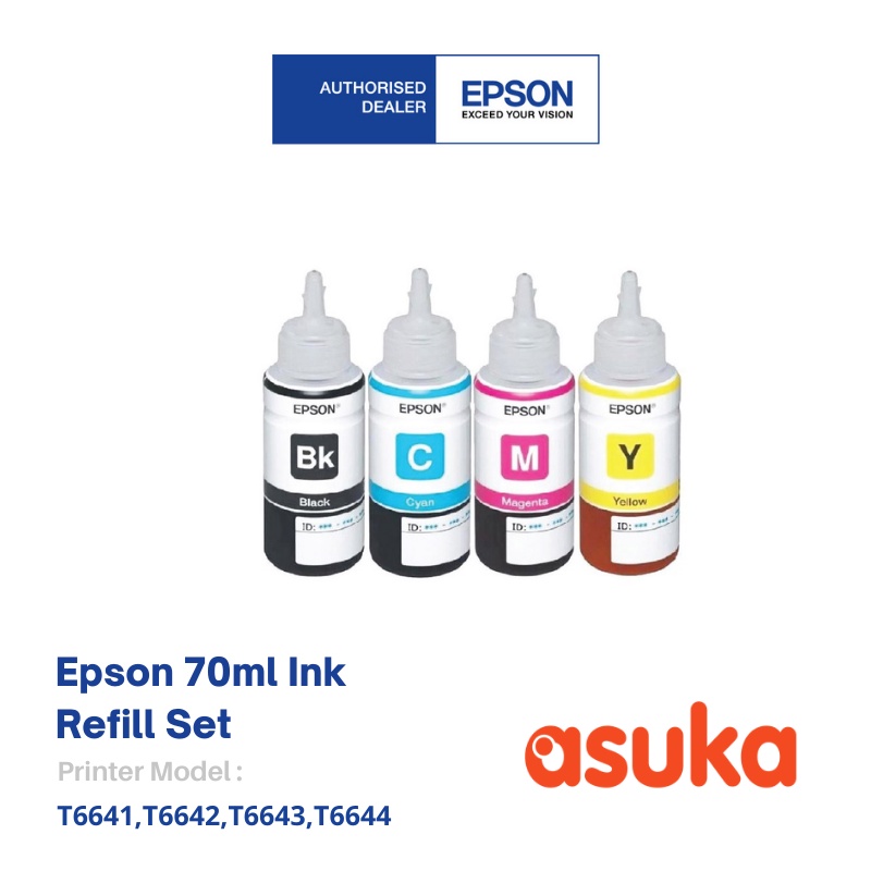 Epson 70ml Ink Refill Set For L Series Printer T6641t6642t6643t6644 Shopee Malaysia 2530