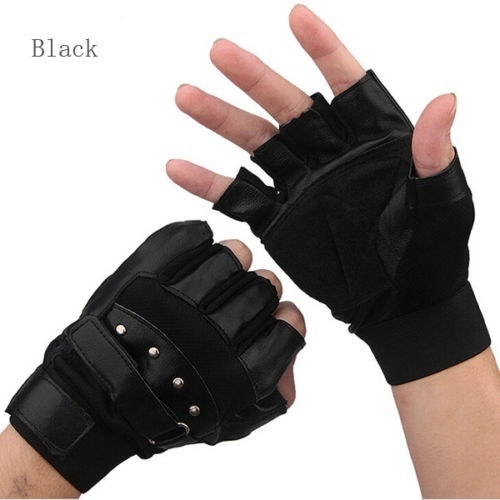 MENS LEATHER FINGERLESS DRIVING MOTORCYCLE BIKER GLOVES