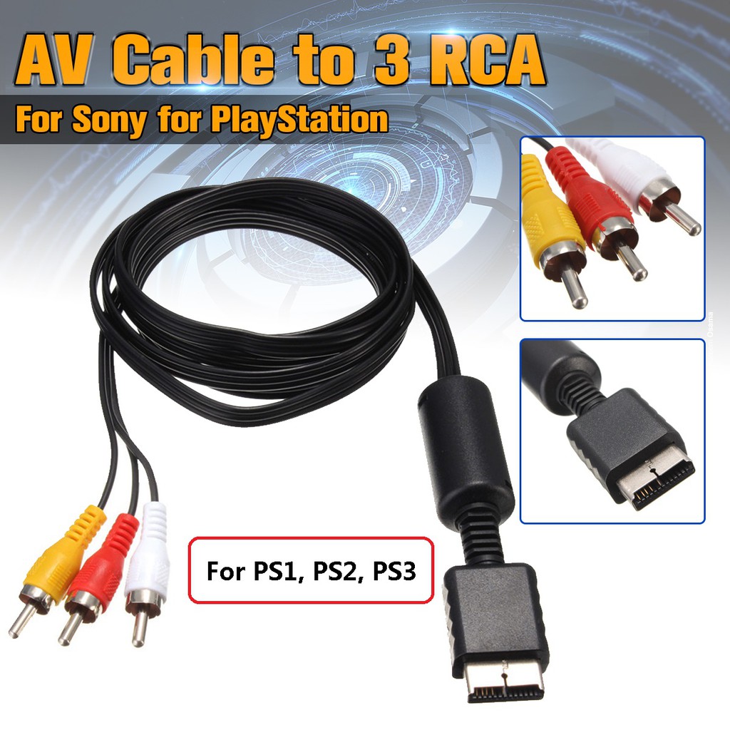 Video AV Cable to 3 RCA Audio video Composite TV Console for Sony PlayStation PS1 / PS2 / PS3 long length 1.8M permainan ps