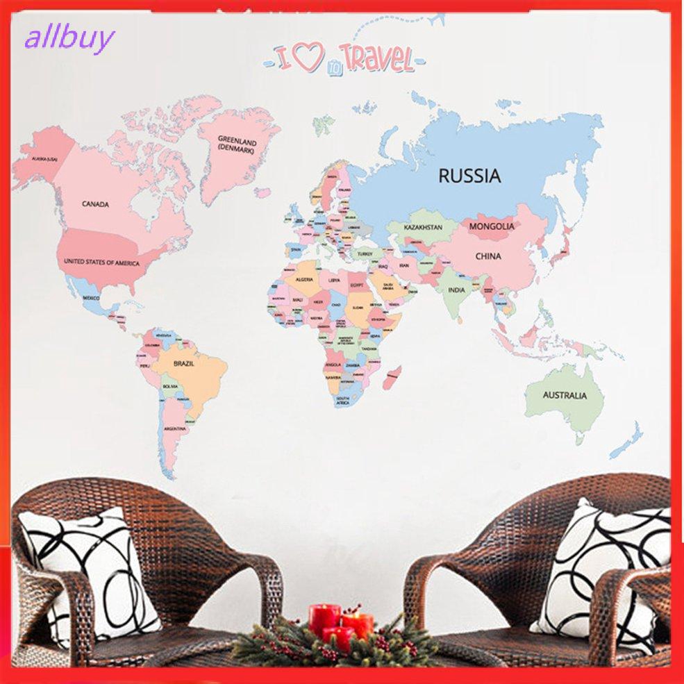 Ready Stock Kids Bedroom Wall Sticker World Map Home Room Decor Removable Poster Decor Shopee Malaysia