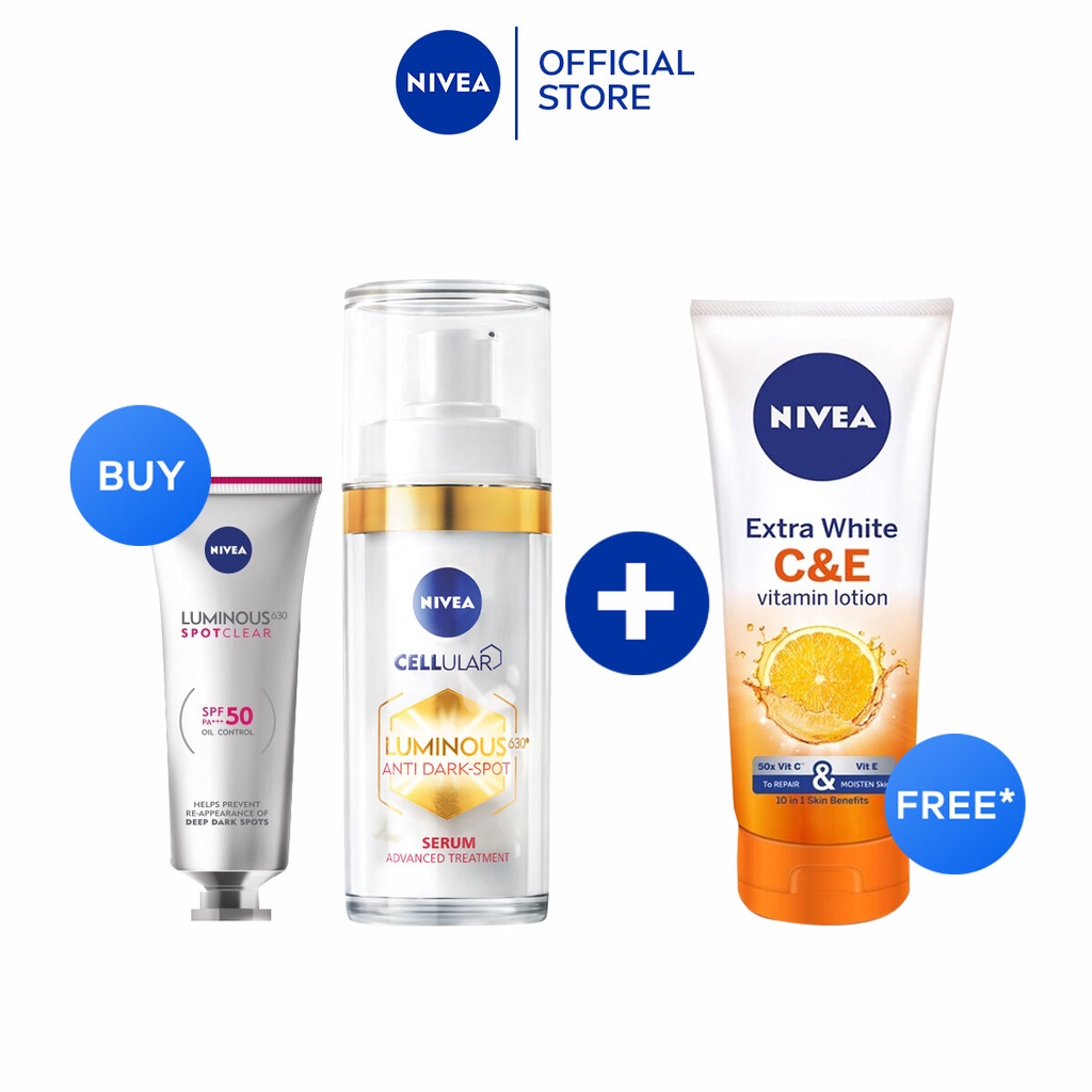 NIVEA Luminous 630 Anti Dark Spot Gold Treatment Set + NIVEA Extra ...