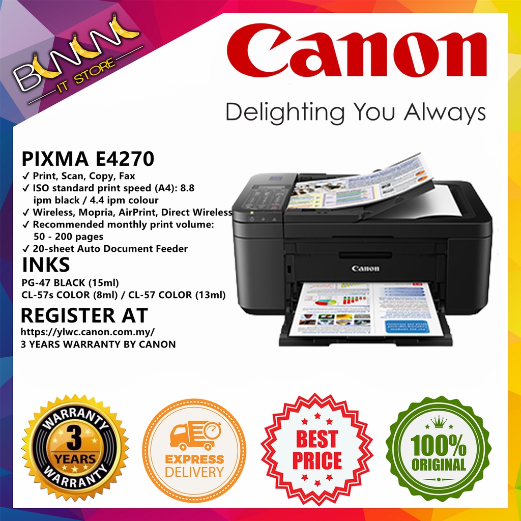 Canon PIXMA E4270 AllInOne WIFI Inkjet Printer Shopee Malaysia