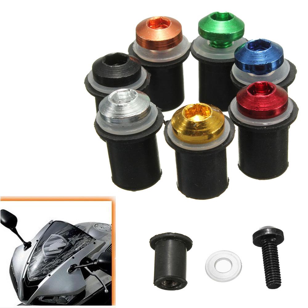 CNC 5mm Bolts Well Nuts Hex Key Washers for Sportbike Windscreen Windshield 10x