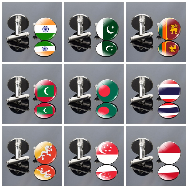 South Asia Flag Cufflinks Southeast Asia Cufflink India Pakistan Sri Lanka Indonesia Singapore Flag Men Wedding Cufflinks