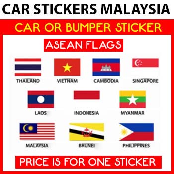 Car/Bumper/Motor Sticker - ASEAN Flag Bendera Malaysia Brunei Philippines Laos Indonesia Myanmar Singapore Thailand etc